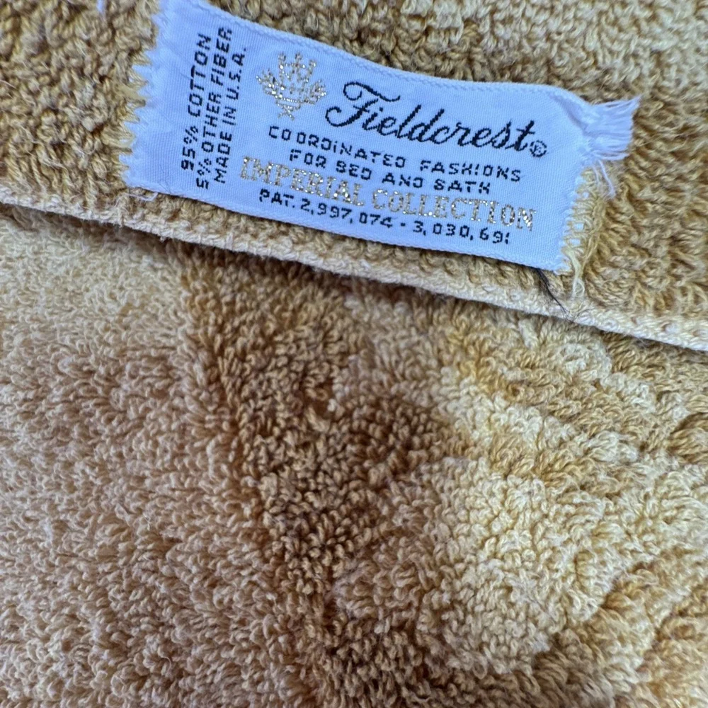 Vintage Fieldcrest Bath Towels Harvest Gold Tan Imperial Collection Retro Cotton